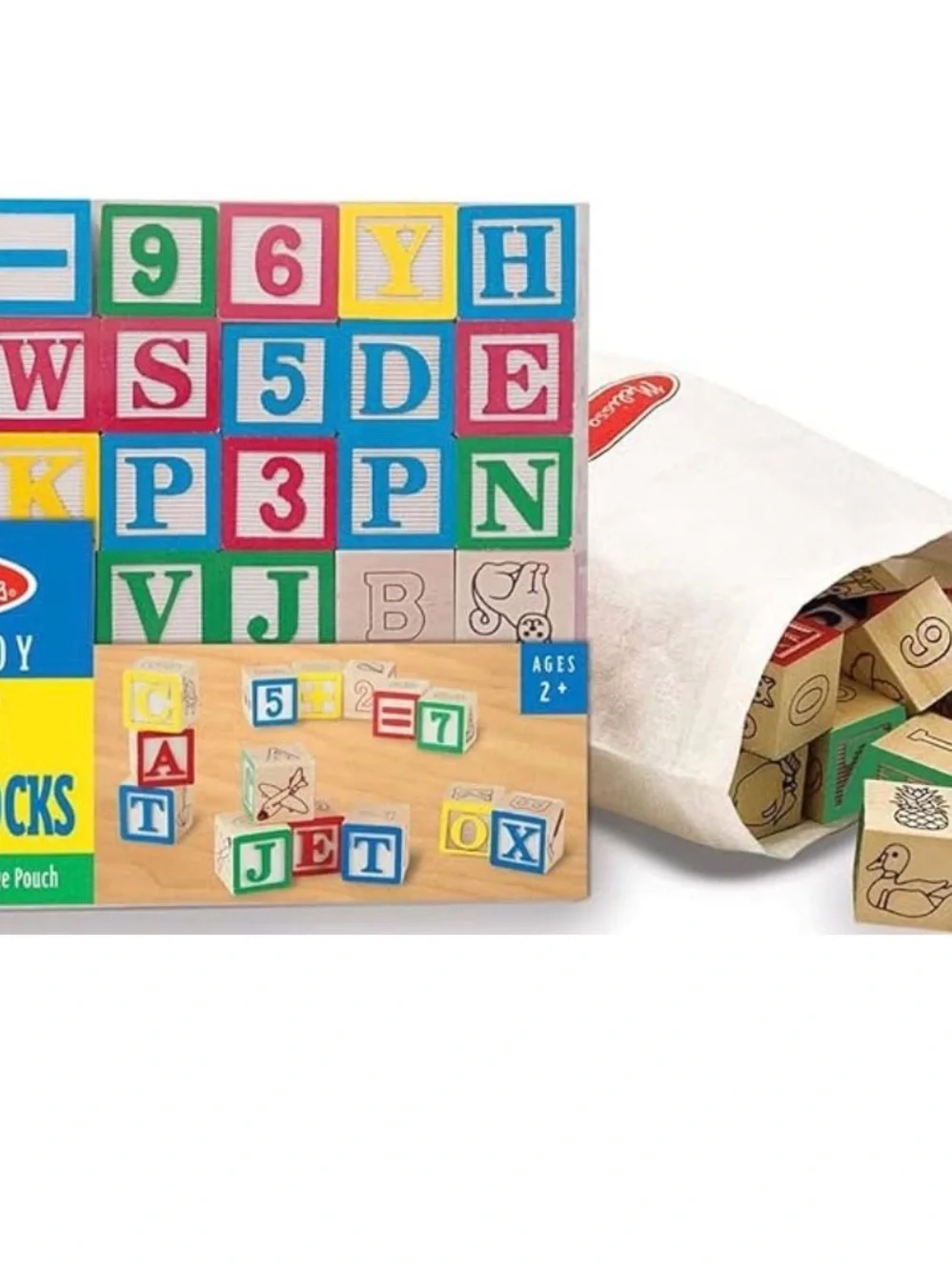 Melissa & Doug Wooden Alphabet & Number Blocks - Red, Blue, Green, Yellow